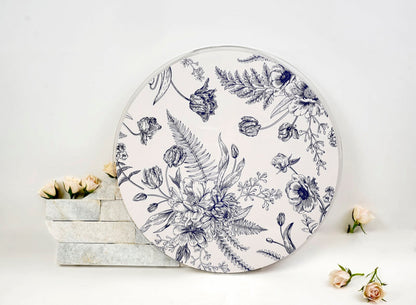 Blue Toile Round Insert